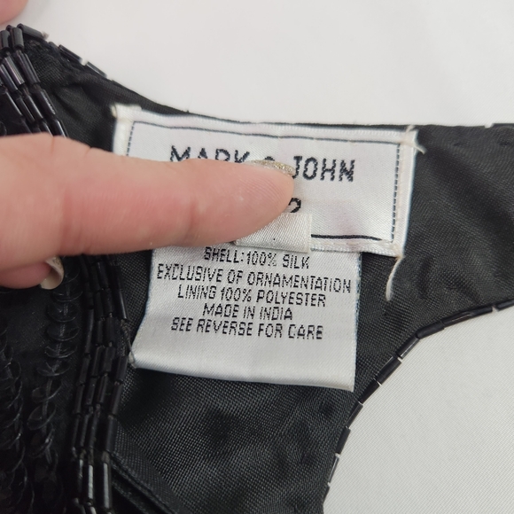 NEW Vintage Mark & John by B2 Womens Silk Sequin Black Cocktail Evening Dress 1X - Picture 7 of 14